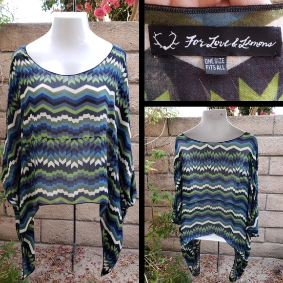 One Size XL 1X women FOR LOVE & LEMON shirt boho semi-sheer - Picture 1 of 8